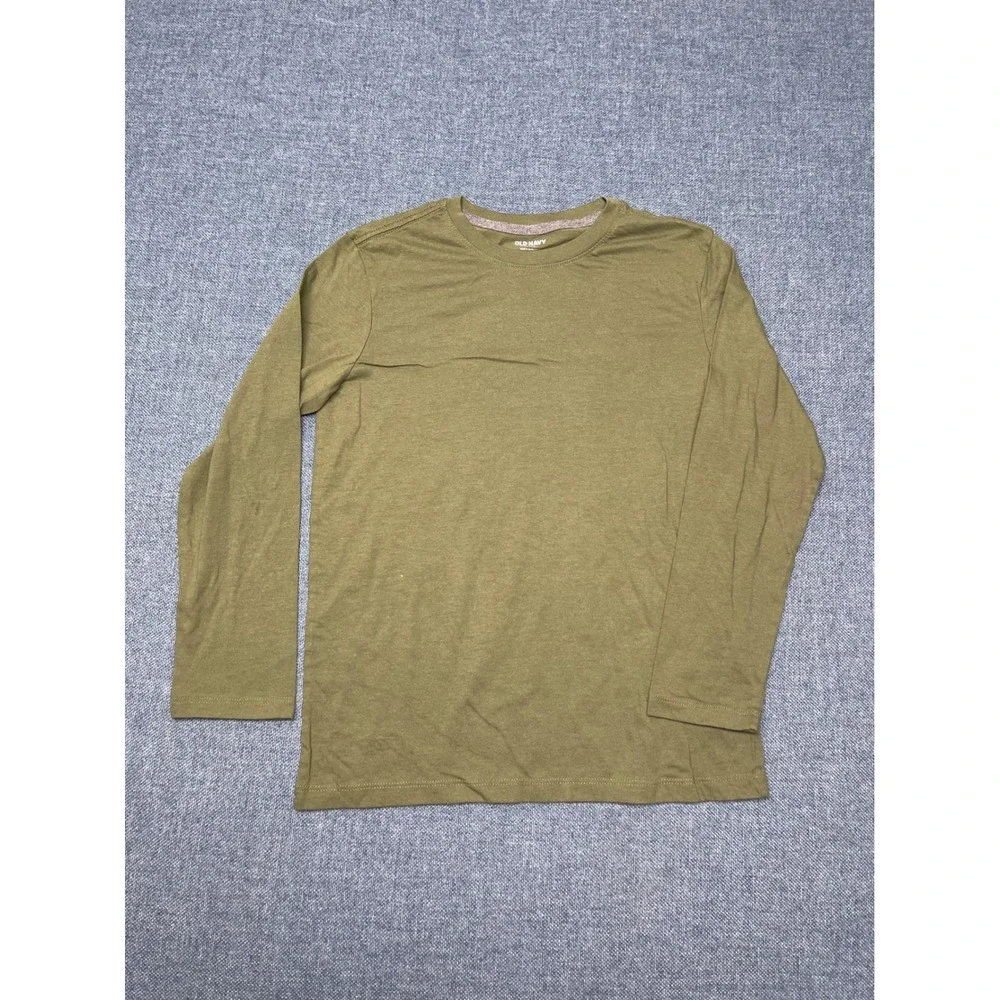 Old Navy Boys XL 14-16 Long Sleeve Tee Olive Green Crew Neck Solid Shirt